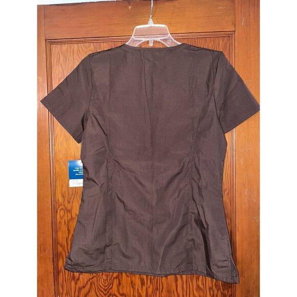 Adar Uniforms Women's Scrub Scoop Neck Top XS Chocolate Brown #627 NWT Medical - Picture 6 of 7